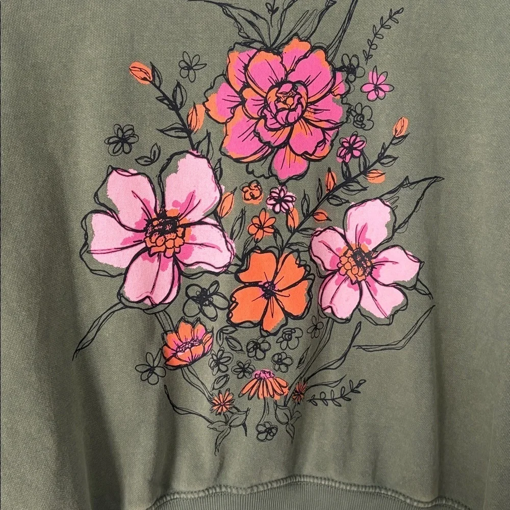 Girls Floral Green Sweatshirt Sz 12 - Picture 2 of 3